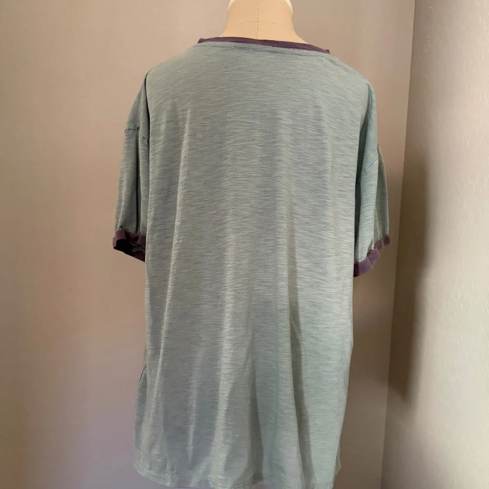 Natural Life Women's Oversized Ringer Floral Heart Colorful T-shirt Size XS - Picture 6 of 7